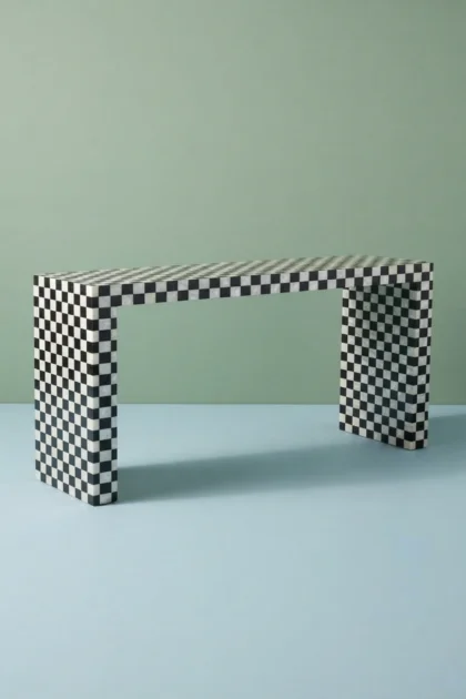 Bone Inlay Checkerboard Console Black, buy bone inlay checkerboard console, luxury bone inlay checkerboard console, handcrafted bone inlay checkerboard console, bone inlay checkerboard console onlinebone-inlay-checkerboard-console-black-black-furniture-bone-inlay-furniture-console-table-entryway-table-handmade-bone-inlay-01.webp