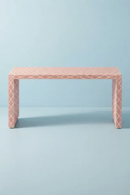 Bone Inlay Console Diamond Pink, buy bone inlay console diamond, luxury bone inlay console diamond, handcrafted bone inlay console diamond, handmade bone inlay console diamond, bone inlay console giftbone-inlay-console-diamond-pink-bone-inlay-furniture-console-table-diamond-pattern-entryway-table-handmade-bone-inlay-pink-furniture-01.webp