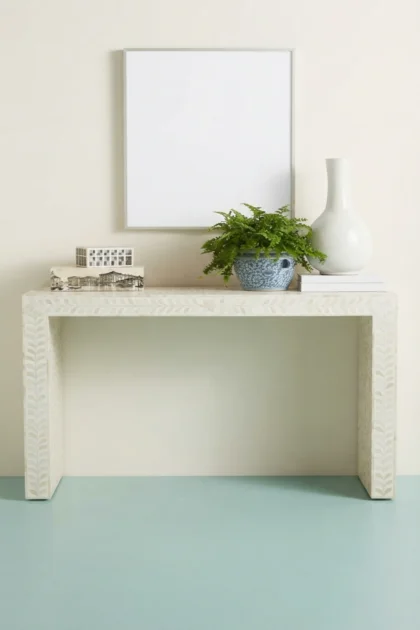 Bone Inlay Floral Console Table White, buy bone inlay floral console, luxury bone inlay floral console, handcrafted bone inlay floral console, handmade bone inlay floral console, bone inlay, bonebone-inlay-floral-console-table-white-bone-inlay-furniture-console-table-entryway-table-floral-design-floral-pattern-flower-motif-furniture-table-handmade-bone-i-01.webp