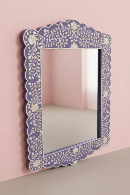 Bone Inlay Floral Scalloped Mirror Purple, buy bone inlay floral scalloped, luxury bone inlay floral scalloped, handcrafted bone inlay floral scalloped, handmade bone inlay floral scalloped, bonebone-inlay-floral-scalloped-mirror-purple-bone-inlay-furniture-decorative-mirror-floral-design-floral-pattern-flower-motif-handmade-bone-inlay-wall-mirror-01.webp