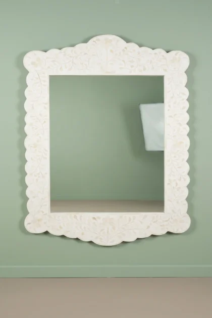Bone Inlay Floral Scalloped Mirror White, buy bone inlay floral scalloped, luxury bone inlay floral scalloped, handcrafted bone inlay floral scalloped, handmade bone inlay floral scalloped, bone inlaybone-inlay-floral-scalloped-mirror-white-bone-inlay-furniture-decorative-mirror-floral-design-floral-pattern-flower-motif-handmade-bone-inlay-wall-mirror-white-furnitur-01.webp