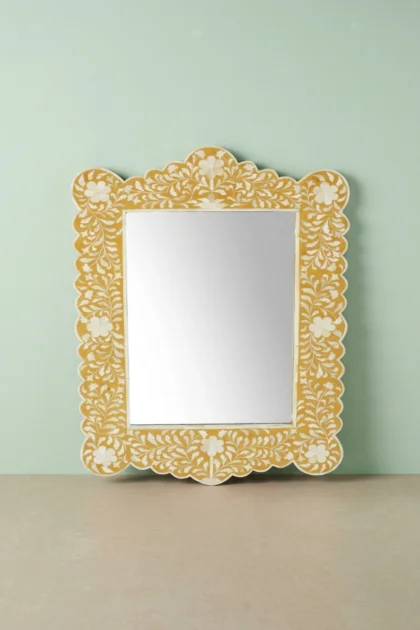 Bone Inlay Floral Scalloped Mirror Yellow, buy bone inlay floral scalloped, luxury bone inlay floral scalloped, handcrafted bone inlay floral scalloped, handmade bone inlay floral scalloped, bonebone-inlay-floral-scalloped-mirror-yellow-bone-inlay-furniture-decorative-mirror-floral-design-floral-pattern-flower-motif-handmade-bone-inlay-wall-mirror-yellow-furni-01.webp
