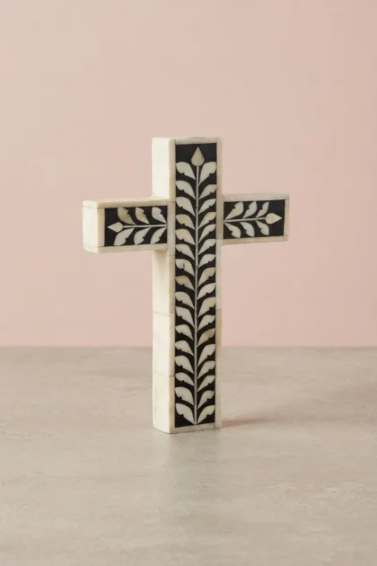 Bone Inlay Leaf Cross Black, buy bone inlay leaf cross, luxury bone inlay leaf cross, handcrafted bone inlay leaf cross, handmade bone inlay leaf cross, bone inlay leaf cross online, bone inlay, bonebone-inlay-leaf-cross-black-black-furniture-bone-inlay-furniture-handmade-bone-inlay-leaf-pattern-nature-inspired-01.webp