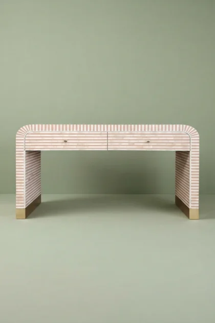 Bone Inlay Waterfall 2 Drawers Console Peach, buy bone inlay waterfall drawers, luxury bone inlay waterfall drawers, handcrafted bone inlay waterfall drawers, handmade bone inlay waterfall drawersbone-inlay-waterfall-2-drawers-console-peach-bone-inlay-furniture-console-table-entryway-table-handmade-bone-inlay-waterfall-design-waterfall-pattern-01.webp