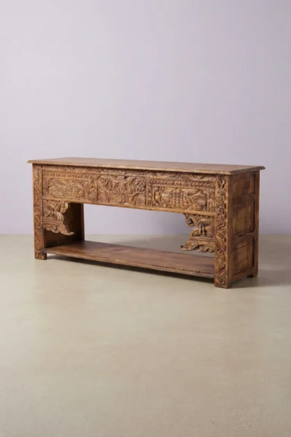 Brielle Handcarved Wooden Console Brown Finish, buy brielle handcarved wooden console, luxury brielle handcarved wooden console, handcrafted brielle handcarved wooden console, brielle handcarvedbrielle-handcarved-wooden-console-brown-finish-brown-furniture-carved-furniture-carving-furniture-console-table-entryway-table-wooden-furniture-01.webp