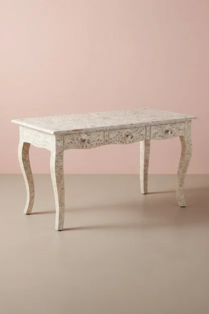 Curved Mother of Pearl Inlay Desk Floral Beige, buy curved mother pearl inlay, luxury curved mother pearl inlay, handcrafted curved mother pearl inlay, handmade curved mother pearl inlay, curved pearlcurved-mother-of-pearl-inlay-desk-floral-beige-desk-floral-design-floral-pattern-flower-motif-home-office-furniture-mop-inlay-furniture-mother-of-pearl-01.webp