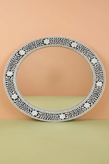 Embossed Bone Inlay Floral Mirror Round, buy embossed bone inlay floral, luxury embossed bone inlay floral, handcrafted embossed bone inlay floral, handmade embossed bone inlay floral, embossed boneembossed-bone-inlay-floral-mirror-round-bone-inlay-furniture-decorative-mirror-floral-design-floral-pattern-flower-motif-handmade-bone-inlay-wall-mirror-01.webp