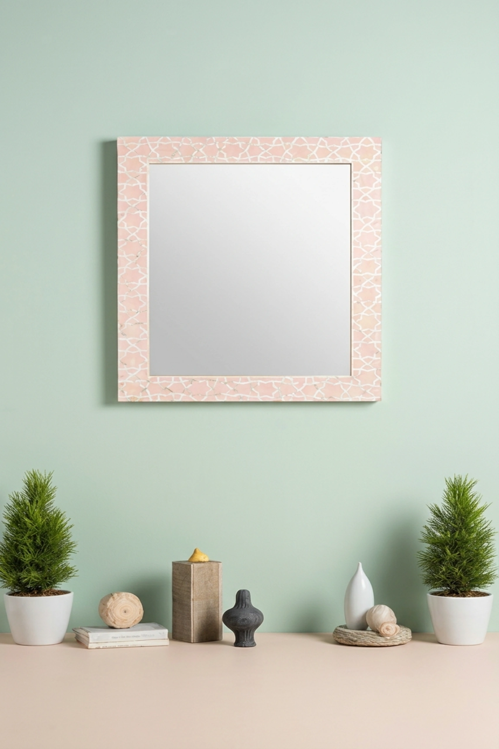 Fez Mother Of Pearl Inlay Mirror Pale Pink, buy fez mother pearl inlay, luxury fez mother pearl inlay, handcrafted fez mother pearl inlay, handmade fez mother pearl inlay, fez mother pearl inlay indiafez-mother-of-pearl-inlay-mirror-pale-pink-decorative-mirror-mop-inlay-furniture-mother-of-pearl-inlay-pink-furniture-wall-mirror-01.webp