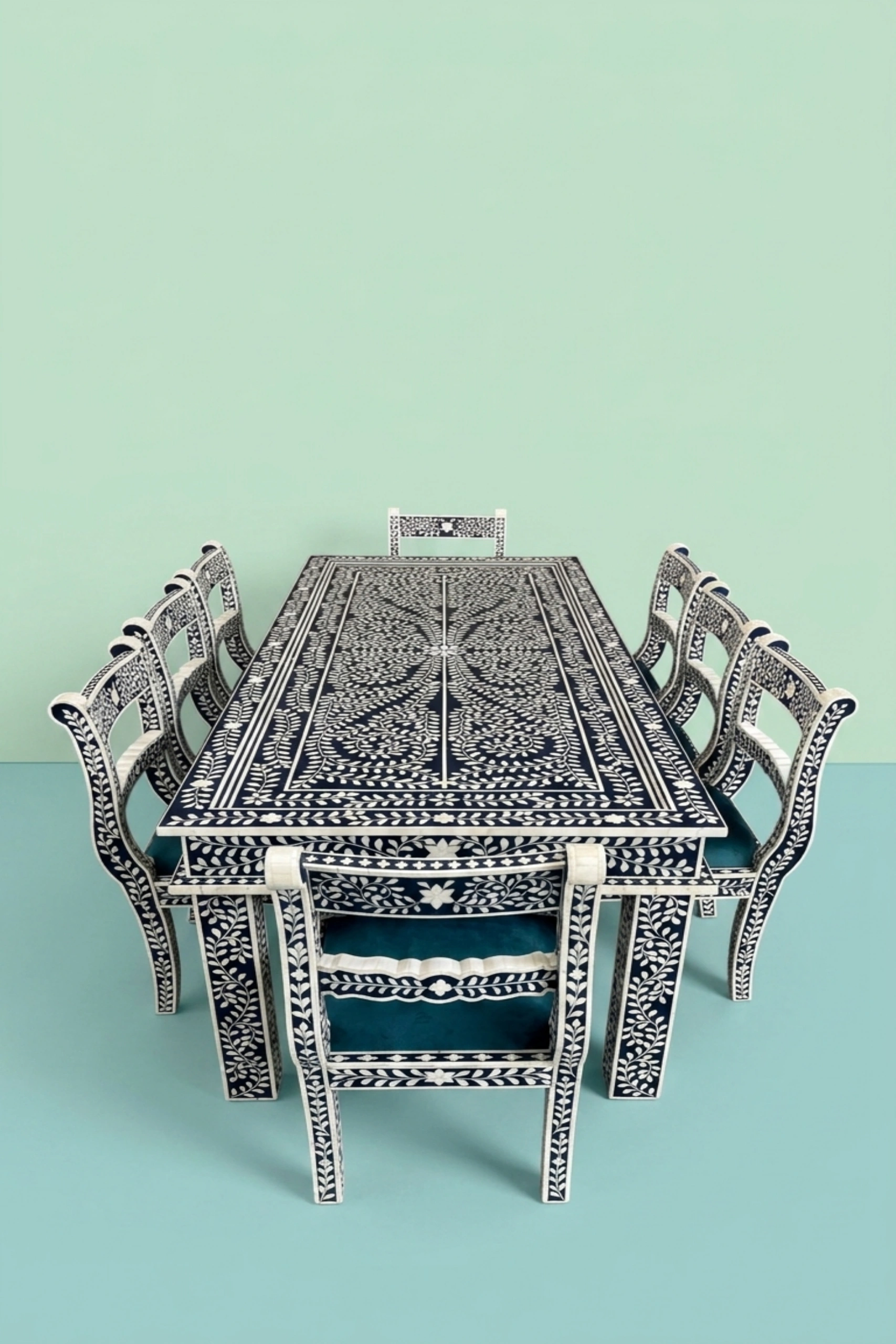 Floral Bone Inlay 8 Seater Dining Table Set Navy Blue, buy floral bone inlay seater, luxury floral bone inlay seater, handcrafted floral bone inlay seater, handmade floral bone inlay seater, table setfloral-bone-inlay-8-seater-dining-table-set-navy-blue-blue-furniture-bone-inlay-furniture-dining-room-furniture-dining-table-floral-d-01.webp