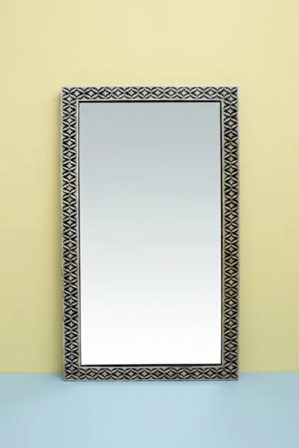 Floral Embossed Bone Full Length Mirror Black, buy floral embossed bone full, luxury floral embossed bone full, handcrafted floral embossed bone full, handmade floral embossed bone full, floral bonefloral-embossed-bone-full-length-mirror-black-black-furniture-bone-inlay-furniture-decorative-mirror-floral-design-floral-pattern-flower-motif-handmade-bone-inlay-01.webp
