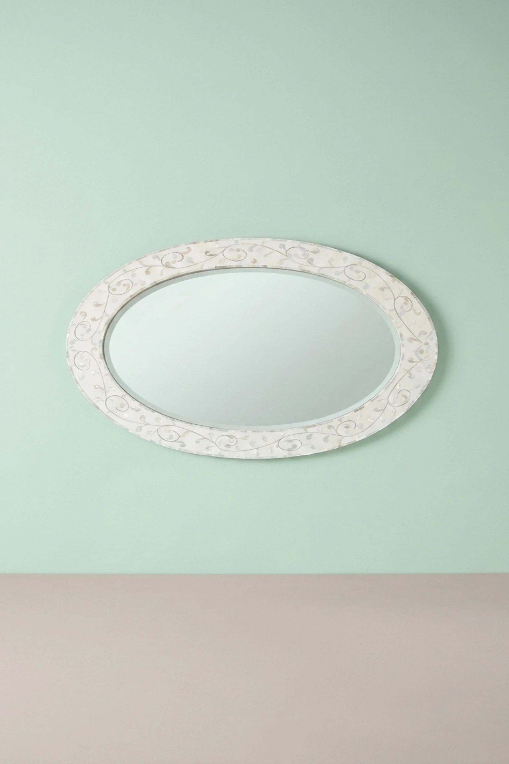 Floral MOP Inlay Oval Mirror White, buy floral mop inlay oval, luxury floral mop inlay oval, handcrafted floral mop inlay oval, handmade floral mop inlay oval, floral mop inlay oval online, floral mopfloral-mop-inlay-oval-mirror-white-decorative-mirror-floral-design-floral-pattern-flower-motif-mop-inlay-furniture-mother-of-pearl-inlay-wall-mirror-white-furniture-01.webp