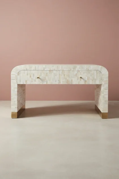 Full Bone Inlay Waterfall 2 Drawers Console, buy full bone inlay waterfall, luxury full bone inlay waterfall, handcrafted full bone inlay waterfall, handmade full bone inlay waterfall, full bone, fullfull-bone-inlay-waterfall-2-drawers-console-bone-inlay-furniture-console-table-entryway-table-handmade-bone-inlay-waterfall-design-waterfall-pattern-01.webp