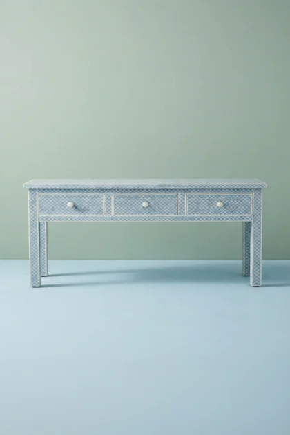 Ice Blue Bone Inlay Fishscale Console 3 Drawer, buy ice blue bone inlay, luxury ice blue bone inlay, handcrafted ice blue bone inlay, handmade ice blue bone inlay, ice blue bone inlay online, ice blueice-blue-bone-inlay-fishscale-console-3-drawer-blue-furniture-bone-inlay-furniture-console-table-entryway-table-handmade-bone-inlay-01.webp