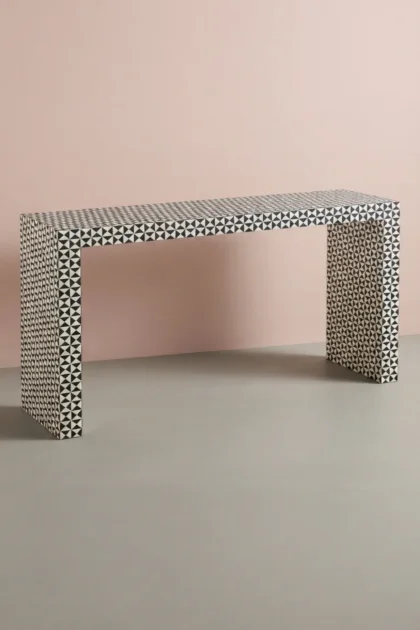 Intarsia Bone Inlay Triangle Console Black, buy intarsia bone inlay triangle, luxury intarsia bone inlay triangle, handcrafted intarsia bone inlay triangle, handmade intarsia bone inlay triangle, boneintarsia-bone-inlay-triangle-console-black-black-furniture-bone-inlay-furniture-console-table-entryway-table-handmade-bone-inlay-01.webp