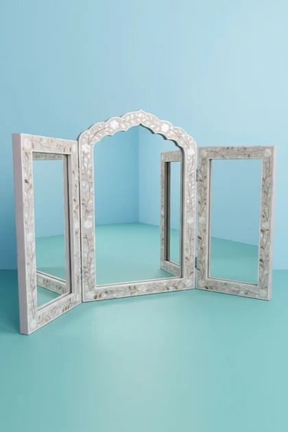 Isabelle MOP Inlay Floral Triple Mirror Lavender Secret, buy isabelle mop inlay floral, luxury isabelle mop inlay floral, handcrafted isabelle mop inlay floral, handmade isabelle mop inlay floral, mopisabelle-mop-inlay-floral-triple-mirror-lavender-secret-decorative-mirror-floral-design-floral-pattern-flower-motif-mop-inlay-furniture-mother-of-pearl-i-01.webp