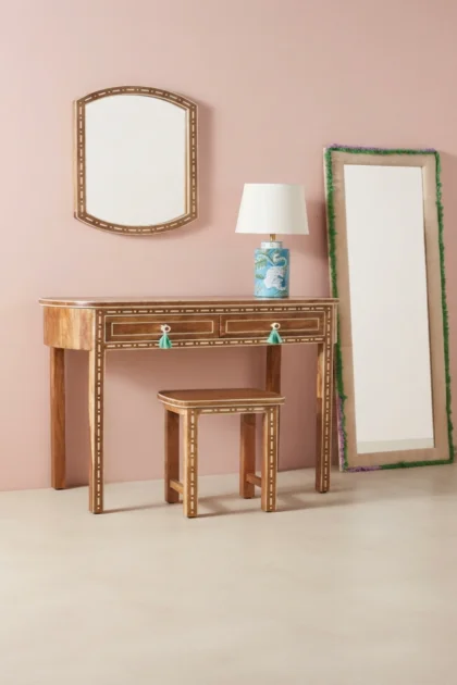 Jiya Mango Wood Inlay Dressing Table, buy jiya mango wood inlay, luxury jiya mango wood inlay, handcrafted jiya mango wood inlay, handmade jiya mango wood inlay, jiya mango wood inlay online, jiyajiya-mango-wood-inlay-dressing-table-carved-furniture-carving-furniture-furniture-table-mango-wood-furniture-wooden-furniture-01.webp