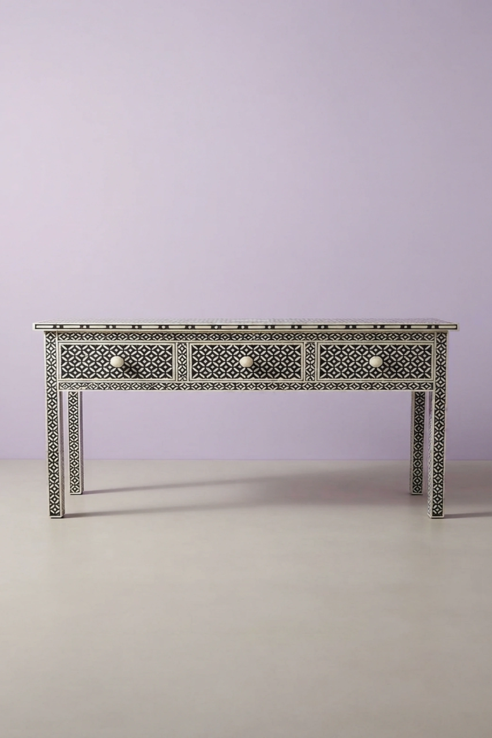 Joy Black Bone Inlay Geometric 3 Drawer Console, buy joy black bone inlay, luxury joy black bone inlay, handcrafted joy black bone inlay, handmade joy black bone inlay, joy black bone inlay onlinejoy-black-bone-inlay-geometric-3-drawer-console-black-furniture-bone-inlay-furniture-console-table-entryway-table-geometric-design-geometric-pattern-ha-01.webp