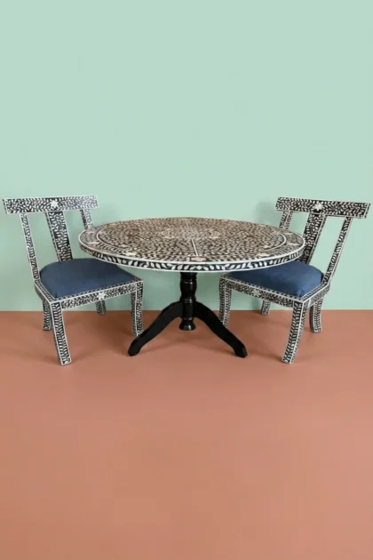 MOP Inlay Floral Dining and Chair Set Black, buy mop inlay floral dining, luxury mop inlay floral dining, handcrafted mop inlay floral dining, handmade mop inlay floral dining, mop inlay floral giftmop-inlay-floral-dining-and-chair-set-black-accent-chair-black-furniture-chair-dining-room-furniture-dining-table-floral-design-floral-pattern-01.webp