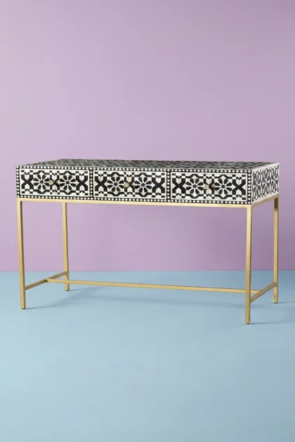 Moroccan Bone Inlay 3 Drawer Console Black, buy moroccan bone inlay drawer, luxury moroccan bone inlay drawer, handcrafted moroccan bone inlay drawer, handmade moroccan bone inlay drawer, bone inlaymoroccan-bone-inlay-3-drawer-console-black-black-furniture-bone-inlay-furniture-console-table-entryway-table-handmade-bone-inlay-moroccan-design-01.webp
