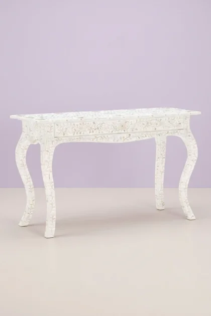 Mother Of Pearl Inlay 1 Drawer French Style Console White, buy mother pearl inlay drawer, luxury mother pearl inlay drawer, handcrafted mother pearl inlay drawer, handmade mother pearl inlay drawermother-of-pearl-inlay-1-drawer-french-style-console-white-console-table-entryway-table-mop-inlay-furniture-mother-of-pearl-inlay-white-furnit-01.webp