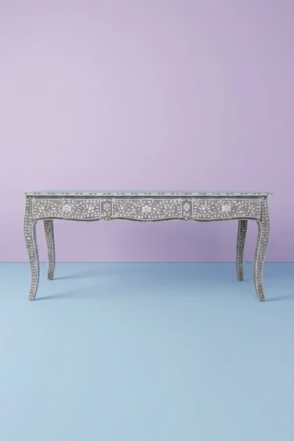 Mother Of Pearl Inlay Long Curved Leg Desk Grey, buy mother pearl inlay long, luxury mother pearl inlay long, handcrafted mother pearl inlay long, handmade mother pearl inlay long, mother pearl, pearlmother-of-pearl-inlay-long-curved-leg-desk-grey-desk-grey-furniture-home-office-furniture-mop-inlay-furniture-mother-of-pearl-inlay-01.webp
