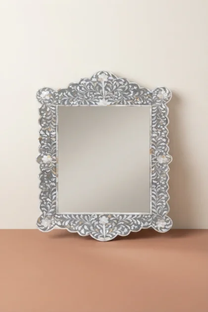 Mother Of Pearl Inlay Scalloped Mirror Grey, buy mother pearl inlay scalloped, luxury mother pearl inlay scalloped, handcrafted mother pearl inlay scalloped, handmade mother pearl inlay scallopedmother-of-pearl-inlay-scalloped-mirror-grey-decorative-mirror-grey-furniture-mop-inlay-furniture-mother-of-pearl-inlay-wall-mirror-01.webp