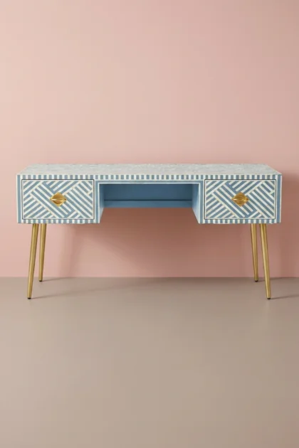 Optical Bone Inlay Desk 2 Drawers Sky Blue, buy optical bone inlay desk, luxury optical bone inlay desk, handcrafted optical bone inlay desk, handmade optical bone inlay desk, optical bone inlay giftoptical-bone-inlay-desk-2-drawers-sky-blue-blue-furniture-bone-inlay-furniture-desk-handmade-bone-inlay-home-office-furniture-01.webp