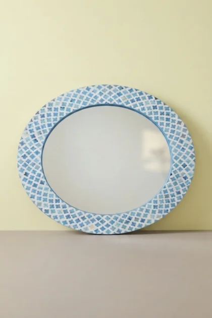 Quatrefoil Colored Bone Inlay Round Mirror Blue, buy quatrefoil colored bone inlay, luxury quatrefoil colored bone inlay, handcrafted quatrefoil colored bone inlay, quatrefoil colored bone inlay indiaquatrefoil-colored-bone-inlay-round-mirror-blue-blue-furniture-bone-inlay-furniture-decorative-mirror-handmade-bone-inlay-wall-mirror-01.webp
