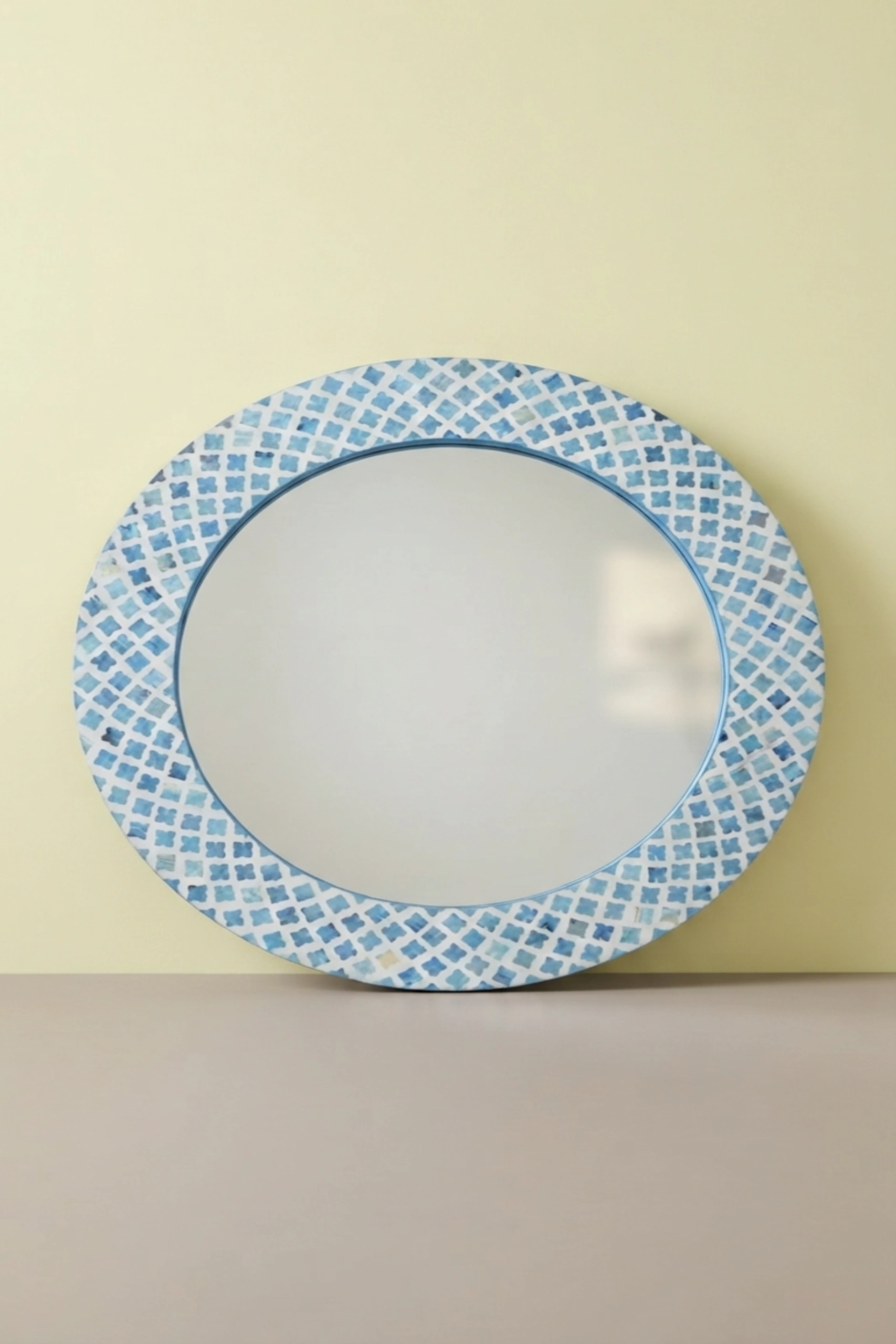 Quatrefoil Colored Bone Inlay Round Mirror Blue, buy quatrefoil colored bone inlay, luxury quatrefoil colored bone inlay, handcrafted quatrefoil colored bone inlay, quatrefoil colored bone inlay indiaquatrefoil-colored-bone-inlay-round-mirror-blue-blue-furniture-bone-inlay-furniture-decorative-mirror-handmade-bone-inlay-wall-mirror-01.webp