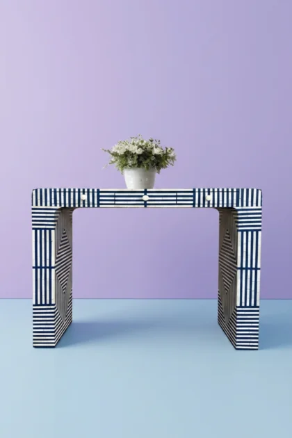 Savi Stripe Bone Inlay Console Blue, buy savi stripe bone inlay, luxury savi stripe bone inlay, handcrafted savi stripe bone inlay, handmade savi stripe bone inlay, savi stripe bone inlay online, savisavi-stripe-bone-inlay-console-blue-blue-furniture-bone-inlay-furniture-console-table-entryway-table-handmade-bone-inlay-striped-design-stripe-pattern-01.webp