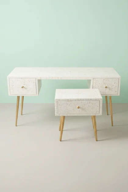 Scroll Vine Desk and Side Table Combo White, buy scroll vine desk and, luxury scroll vine desk and, handcrafted scroll vine desk and, handmade scroll vine desk and, scroll vine desk and online, scrollscroll-vine-desk-and-side-table-combo-white-desk-furniture-table-home-office-furniture-vine-pattern-white-furniture-01.webp