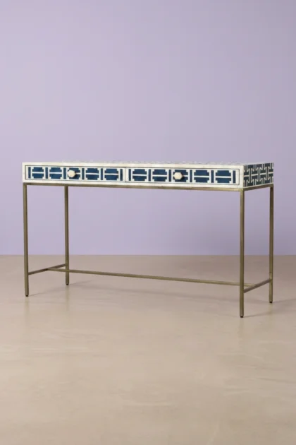 Tetris Bone Inlay 2 Drawer Console Indigo, buy tetris bone inlay drawer, luxury tetris bone inlay drawer, handcrafted tetris bone inlay drawer, handmade tetris bone inlay drawer, tetris bone, tetristetris-bone-inlay-2-drawer-console-indigo-bone-inlay-furniture-console-table-entryway-table-handmade-bone-inlay-01.webp