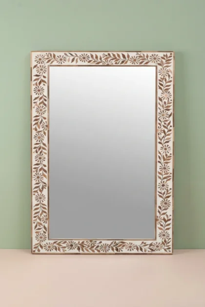 Timber Inlay Mirror Flannel Flower, buy timber inlay mirror flannel, luxury timber inlay mirror flannel, handcrafted timber inlay mirror flannel, handmade timber inlay mirror flannel, timber inlaytimber-inlay-mirror-flannel-flower-botanical-design-decorative-mirror-flower-pattern-wall-mirror-01.webp