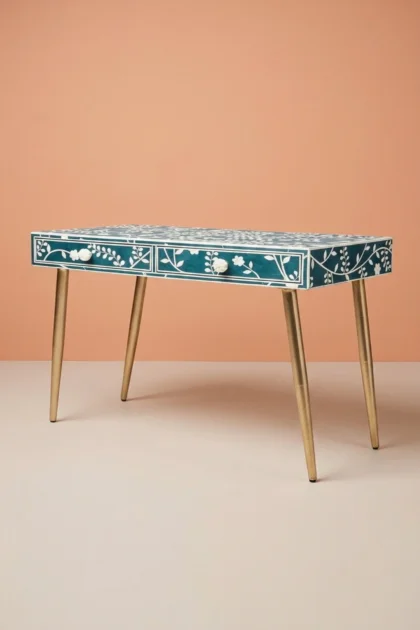Vine Bone Inlay Desk Teal Green, buy vine bone inlay desk, luxury vine bone inlay desk, handcrafted vine bone inlay desk, handmade vine bone inlay desk, vine bone inlay desk online, vine bone, vinevine-bone-inlay-desk-teal-green-bone-inlay-furniture-desk-green-furniture-handmade-bone-inlay-home-office-furniture-vine-pattern-01.webp