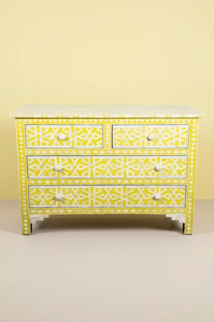 Abstract Bone Inlay Chest of 4 Drawers Yellow, buy abstract bone inlay chest, luxury abstract bone inlay chest, handcrafted abstract bone inlay chest, handmade abstract bone inlay chest, abstract boneabstract-bone-inlay-chest-of-4-drawers-yellow-bone-inlay-furniture-chest-of-drawers-drawers-cabinet-handmade-bone-inlay-storage-furniture-yellow-furniture-01.webp