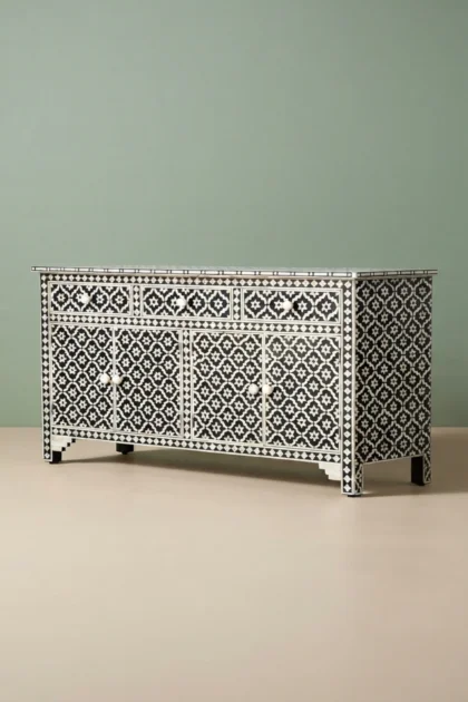 Arctic Bone Inlay Sideboard Black, buy arctic bone inlay sideboard, luxury arctic bone inlay sideboard, handcrafted arctic bone inlay sideboard, handmade arctic bone inlay sideboard, arctic bone, bonearctic-bone-inlay-sideboard-black-black-furniture-bone-inlay-furniture-buffet-cabinet-handmade-bone-inlay-sideboard-01.webp