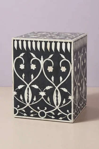 Bel Bone Inlay Square Stool Black, buy bel bone inlay square, luxury bel bone inlay square, handcrafted bel bone inlay square, handmade bel bone inlay square, bel bone inlay square online, bel bonebel-bone-inlay-square-stool-black-accent-stool-black-furniture-bone-inlay-furniture-handmade-bone-inlay-stool-01.webp