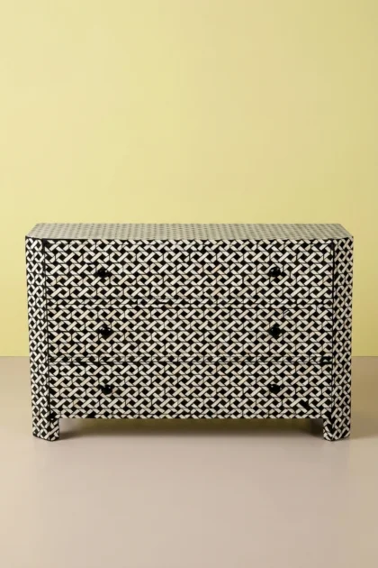Black Bone Inlaid 3 Drawer Chest Manhattan, buy black bone inlaid drawer, luxury black bone inlaid drawer, handcrafted black bone inlaid drawer, handmade black bone inlaid drawer, black bone, blackblack-bone-inlaid-3-drawer-chest-manhattan-black-furniture-bone-inlay-furniture-chest-of-drawers-drawers-cabinet-handmade-bone-inlay-storage-furniture-01.webp