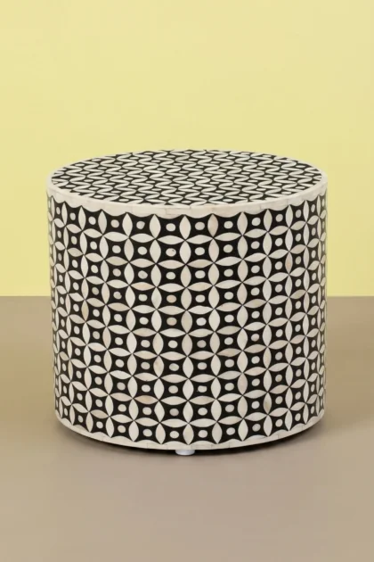 Black Bone Inlay Round Stool Geometric Design, buy black bone inlay round, luxury black bone inlay round, handcrafted black bone inlay round, handmade black bone inlay round, black bone inlay giftblack-bone-inlay-round-stool-geometric-design-accent-stool-black-furniture-bone-inlay-furniture-geometric-design-geometric-pattern-handmade-bone-inlay-stool-01.webp