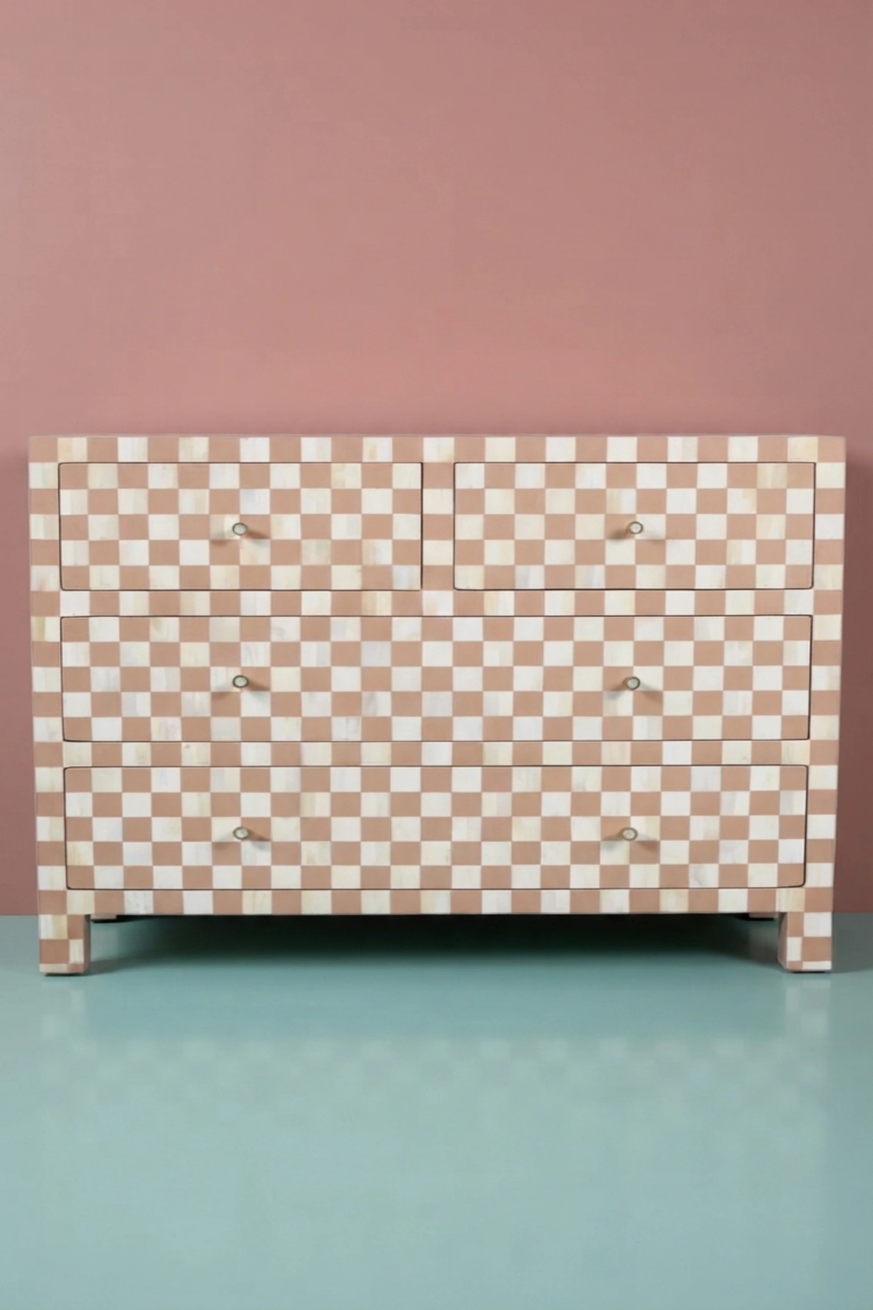 Bone Inlay 4 Drawer Checkerboard Dresser Almond Entryway Chest Of Drawers, buy bone inlay drawer checkerboard, luxury bone inlay drawer checkerboard, handcrafted bone inlay drawer checkerboard, bonebone-inlay-4-drawer-checkerboard-dresser-almond-entryway-chest-of-drawers-bedroom-storage-bone-inlay-furniture-chest-of-drawers-drawers-01.webp
