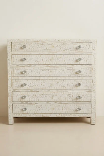 Bone Inlay 6 Drawer Chest Floral Design White, buy bone inlay drawer chest, luxury bone inlay drawer chest, handcrafted bone inlay drawer chest, handmade bone inlay drawer chest, bone inlay, bonebone-inlay-6-drawer-chest-floral-design-white-bone-inlay-furniture-chest-of-drawers-drawers-cabinet-floral-design-floral-pattern-flower-motif-handmade-bone-inlay-st-01.webp