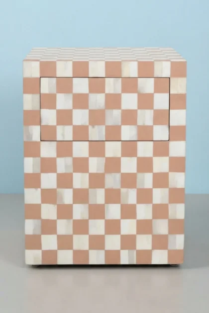 Bone Inlay Checkerboard Bedside Almond 2 Drawer Nightstand, buy bone inlay checkerboard bedside, luxury bone inlay checkerboard bedside, handcrafted bone inlay checkerboard bedside, bone inlay, bonebone-inlay-checkerboard-bedside-almond-2-drawer-nightstand-bedside-table-bone-inlay-furniture-handmade-bone-inlay-nightstand-01.webp