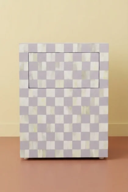 Bone Inlay Checkerboard Bedside Lilac Bone Inlay Checkerboard Bedside Table, buy bone inlay checkerboard bedside, luxury bone inlay checkerboard bedside, handcrafted bone inlay checkerboard bedsidebone-inlay-checkerboard-bedside-lilac-bone-inlay-checkerboard-bedside-table-bedside-table-bone-inlay-furniture-furniture-table-hand-01.webp