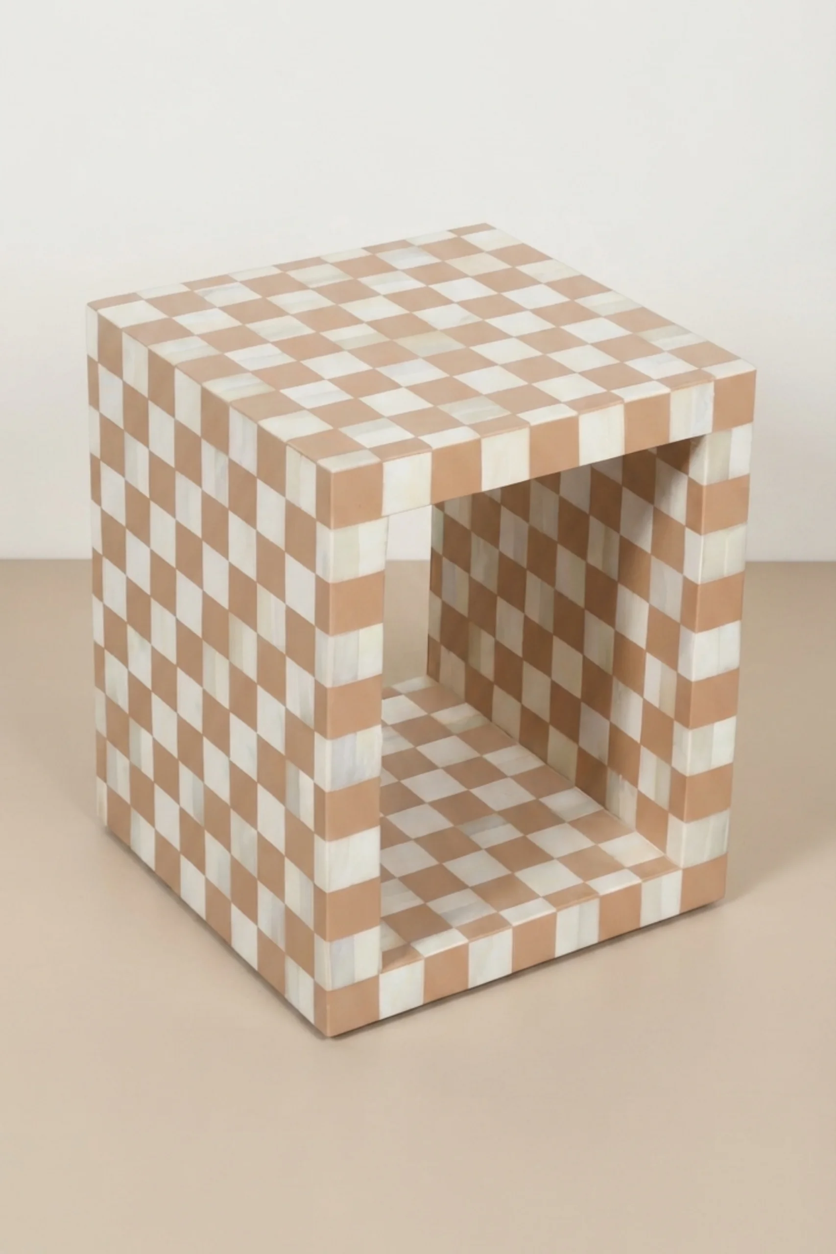 Bone Inlay Checkerboard Side Table Almond, buy bone inlay checkerboard side, luxury bone inlay checkerboard side, handcrafted bone inlay checkerboard side, handmade bone inlay checkerboard side, bonebone-inlay-checkerboard-side-table-almond-bone-inlay-furniture-furniture-table-handmade-bone-inlay-01.webp