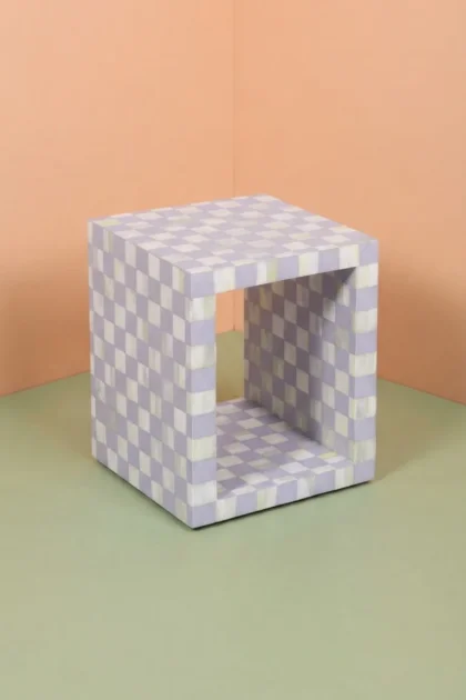 Bone Inlay Checkerboard Side Table Lilac, buy bone inlay checkerboard side, luxury bone inlay checkerboard side, handcrafted bone inlay checkerboard side, handmade bone inlay checkerboard side, bonebone-inlay-checkerboard-side-table-lilac-bone-inlay-furniture-furniture-table-handmade-bone-inlay-01.webp
