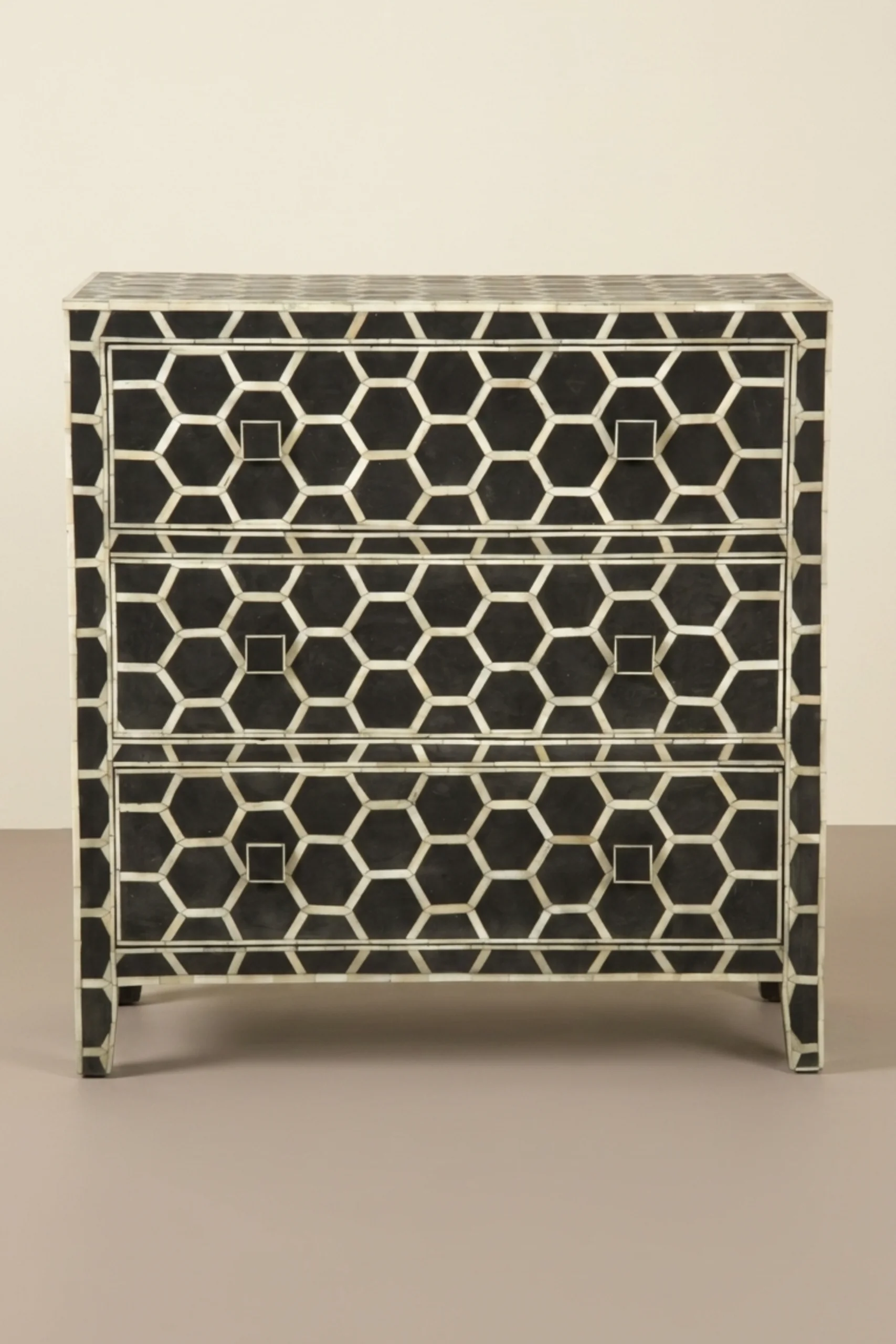 Bone Inlay Chest of 3 Drawer Honeycomb Black, buy bone inlay chest drawer, luxury bone inlay chest drawer, handcrafted bone inlay chest drawer, handmade bone inlay chest drawer, bone inlay chest giftbone-inlay-chest-of-3-drawer-honeycomb-black-black-furniture-bone-inlay-furniture-chest-of-drawers-drawers-cabinet-handmade-bone-inlay-storage-furniture-01.webp