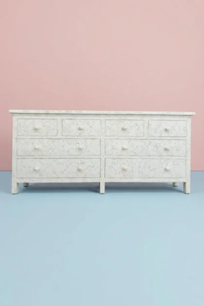 Bone Inlay Chest of 8 Drawer Geometric White, buy bone inlay chest drawer, luxury bone inlay chest drawer, handcrafted bone inlay chest drawer, handmade bone inlay chest drawer, bone inlay chest giftbone-inlay-chest-of-8-drawer-geometric-white-bone-inlay-furniture-chest-of-drawers-drawers-cabinet-geometric-design-geometric-pattern-handmade-bone-inlay-storage-fur-01.webp