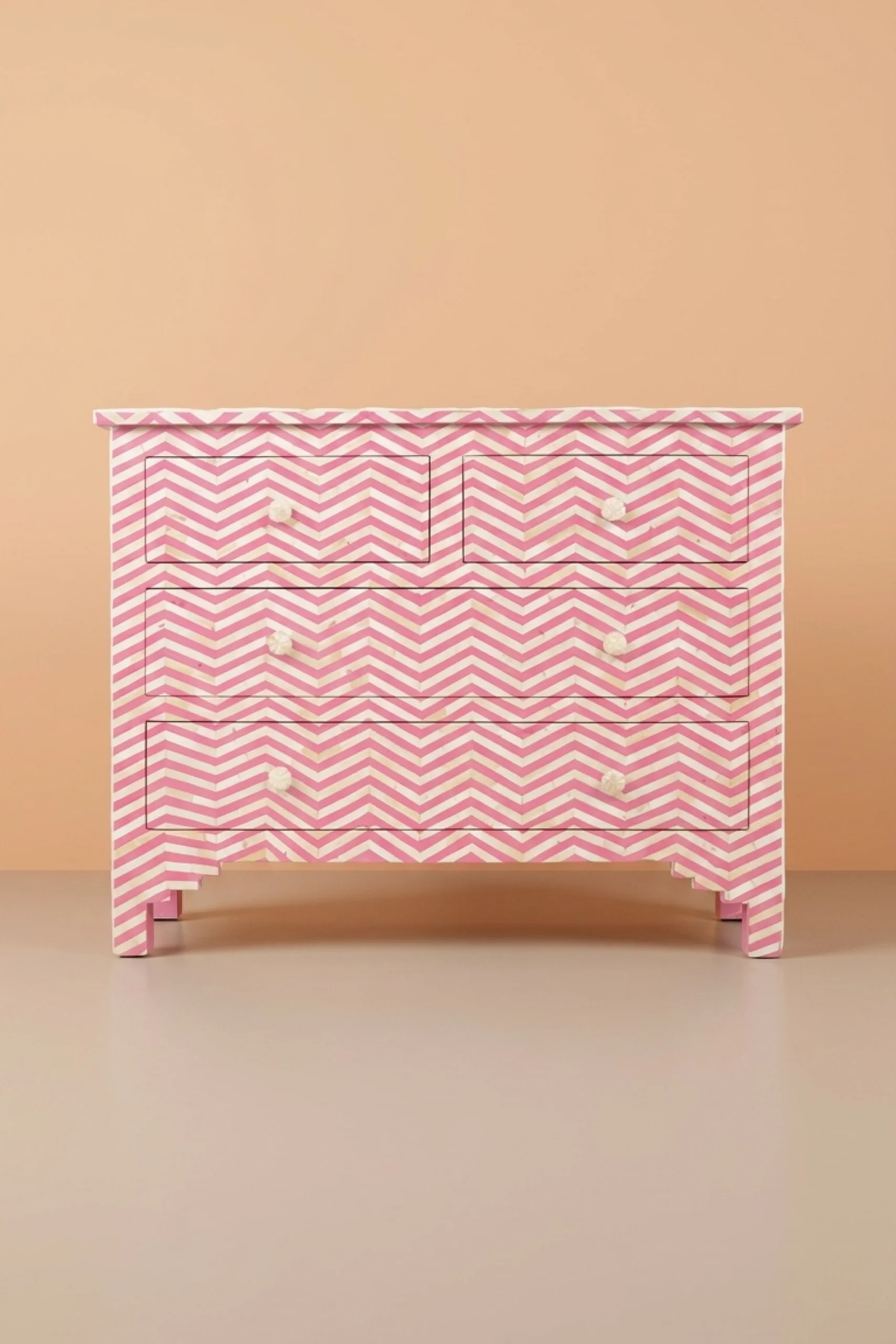 Bone Inlay Chest of Four Drawer Chevron Design Pink, buy bone inlay chest four, luxury bone inlay chest four, handcrafted bone inlay chest four, handmade bone inlay chest four, bone inlay chest giftbone-inlay-chest-of-four-drawer-chevron-design-pink-bone-inlay-furniture-chest-of-drawers-chevron-pattern-drawers-cabinet-handmade-bone-inlay-pink-furniture-s-01.webp