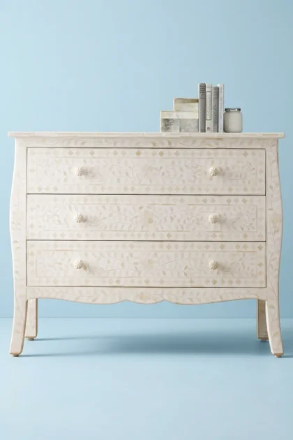 Bone Inlay Curved 3 Drawer Floral Dresser White, buy bone inlay curved drawer, luxury bone inlay curved drawer, handcrafted bone inlay curved drawer, handmade bone inlay curved drawer, bone inlaybone-inlay-curved-3-drawer-floral-dresser-white-bedroom-storage-bone-inlay-furniture-dresser-floral-design-floral-pattern-flower-motif-handmade-bone-inlay-white-f-01.webp