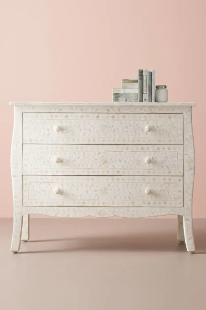 Bone Inlay Curved 3 Drawer Floral Dresser White with Topper, buy bone inlay curved drawer, luxury bone inlay curved drawer, handcrafted bone inlay curved drawer, handmade bone inlay curved drawerbone-inlay-curved-3-drawer-floral-dresser-white-with-topper-bedroom-storage-bone-inlay-furniture-dresser-floral-design-floral-pattern-flower-motif-han-01.webp